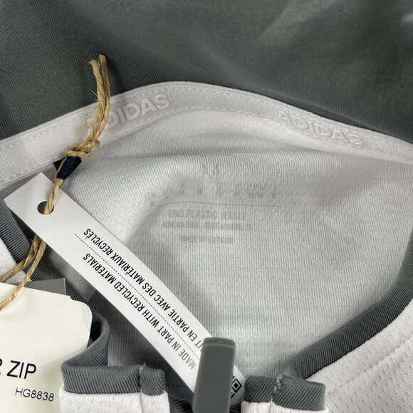 Adidas Sweatshirt Mens medium White Lightweight QTR Zip Pullover Freightliner - Picture 3 of 11